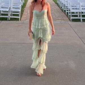 MAJORELLE Zelda Fitz Gown in Light Green